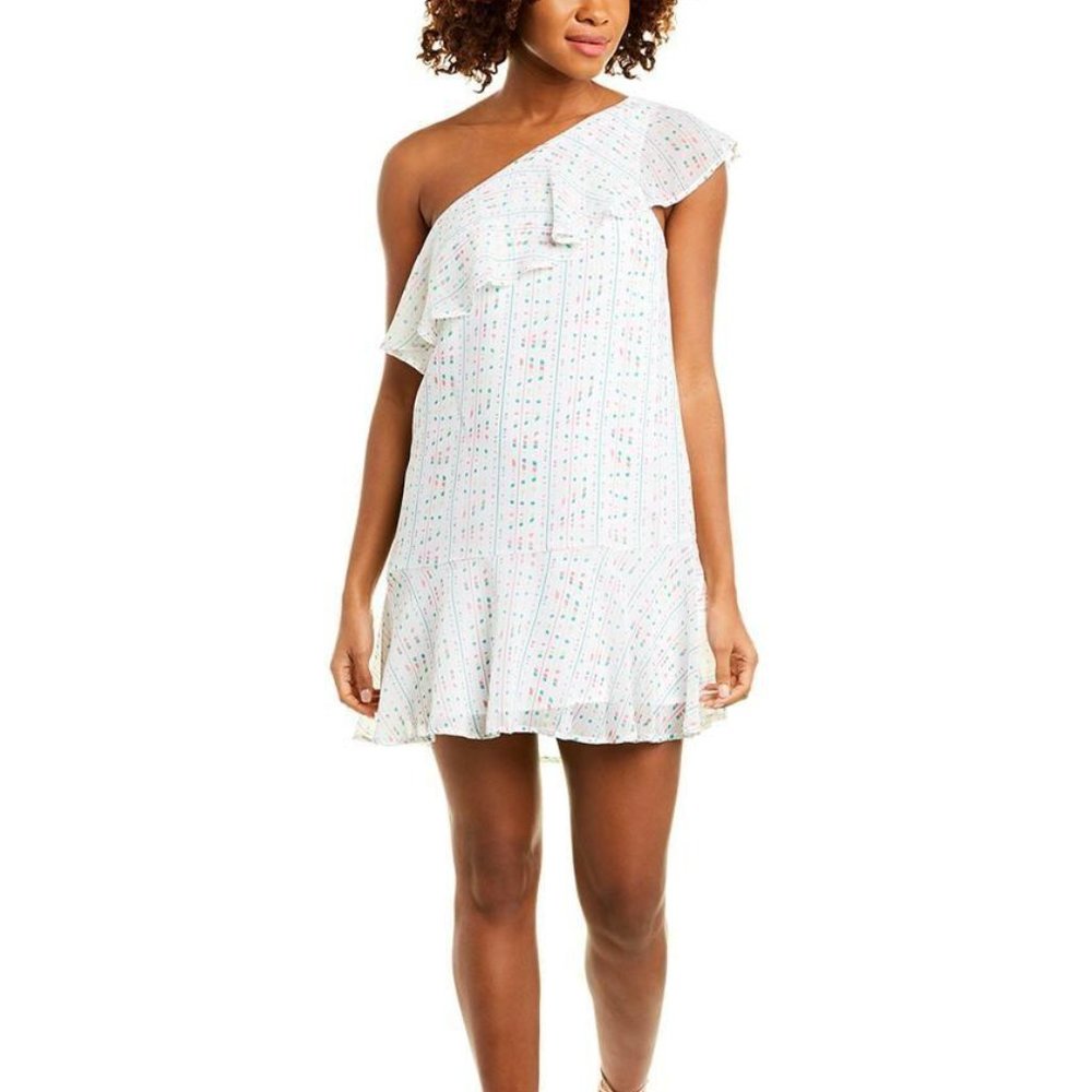 BCBG Generation One Shoulder Ruffle Mini Dress